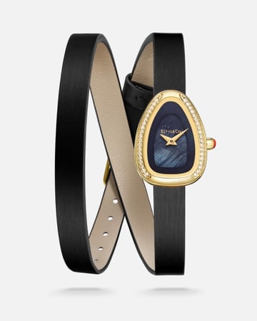 ساعة نسائية جلد لفتين بلون اسود