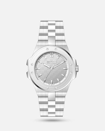 ساعة رجالية بسير من الستيل بلون فضي اصل الفخامة