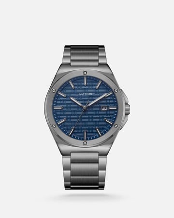 ساعة رجالية ستيل بلون اسود ميناء أزرق