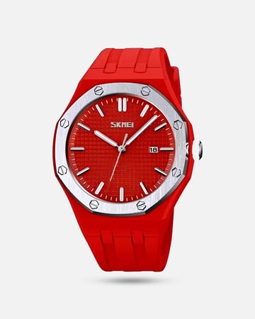 ساعة رجالية ربر شبيهة ادمارس بياجيه بلون احمر