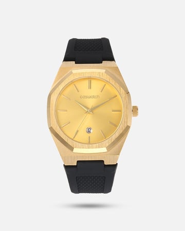 ساعة ربر اسود ذهبي كاسواتش