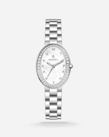 ساعة نسائية ستيل ارقام عربية بلون فضي