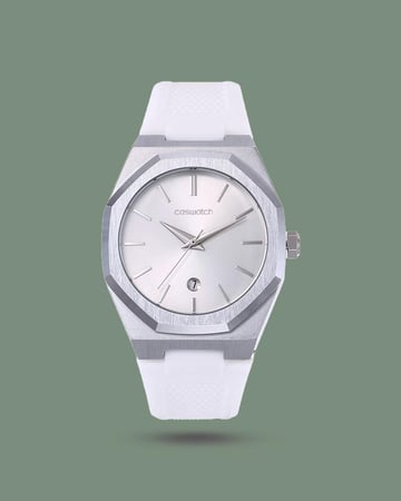 ساعة بيضاء ربر رجالية