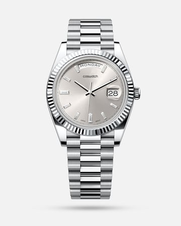 ساعة رجالي ستيل DAY DATE باللون الرمادي