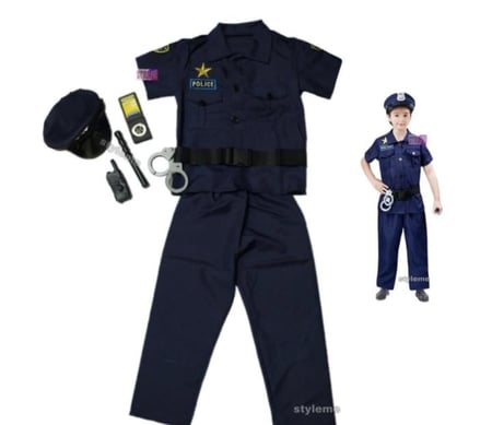 زي شرطة للأطفال مع ملحقات تفاعلية للألعاب التخيلية