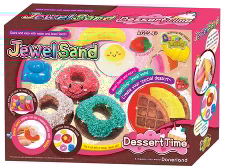 لعبة تفاعلية للأطفال لصنع أشكال الحلوى بالرمل اللامع