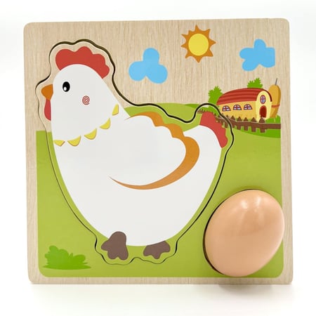 أحجية الخشبية للأطفال لتوضيح تطور الدجاجة من البيضة إلى البالغة
