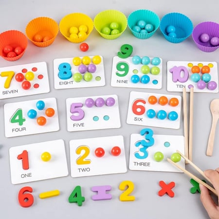 لعبة مطابقة الارقام والخرز الملونة - لعبة التقاط الخرز