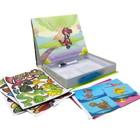 صندوق بزل الديناصورات - 46 قطعة مغناطيسية - لعبة تعليمية للأطفال