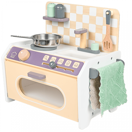 المطبخ الكلاسيكي للاطفال  باللون الرمادي خشبي - صغير