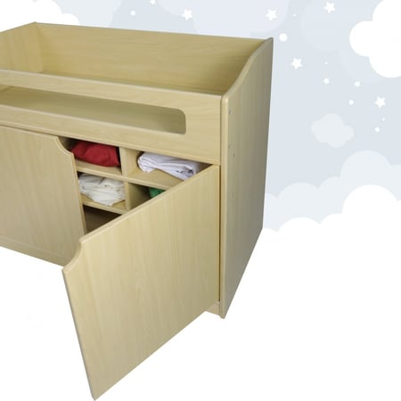 طاولة تغير للاطفال مع دولاب تخزين خشبية - بلاي وود
