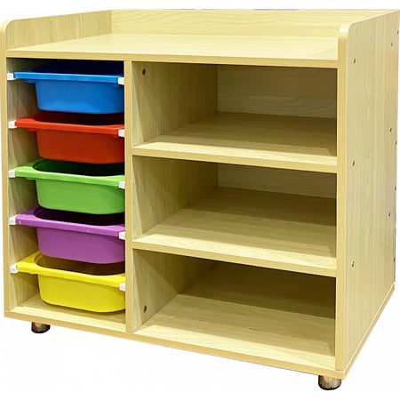 وحدة تخزين 3 ارفف و 5 ادراج - خشبي فاتح بلاي وود