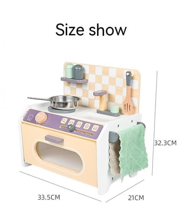 المطبخ الكلاسيكي للاطفال  باللون الرمادي خشبي - صغير