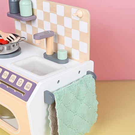 المطبخ الكلاسيكي للاطفال  باللون الرمادي خشبي - صغير