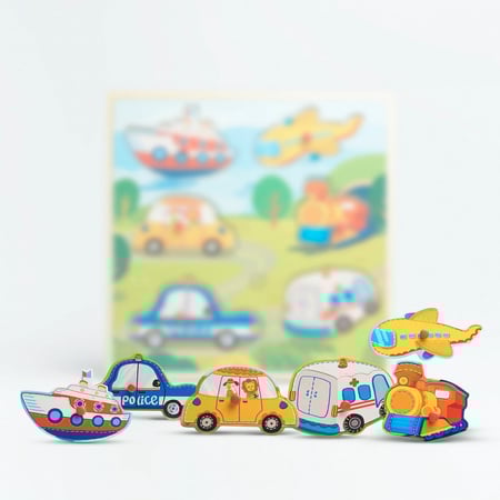 لعبة مطابقة صوتية لوسائل النقل مع 6 قطع خشبية