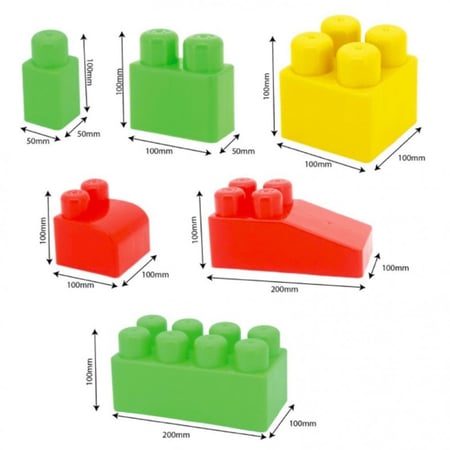 مجموعة مكعبات XXL للأطفال مع 60 قطعة كبيرة وملونة