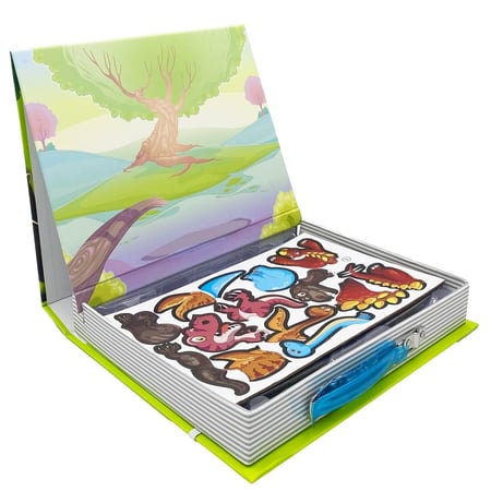 صندوق بزل الديناصورات - 46 قطعة مغناطيسية - لعبة تعليمية للأطفال