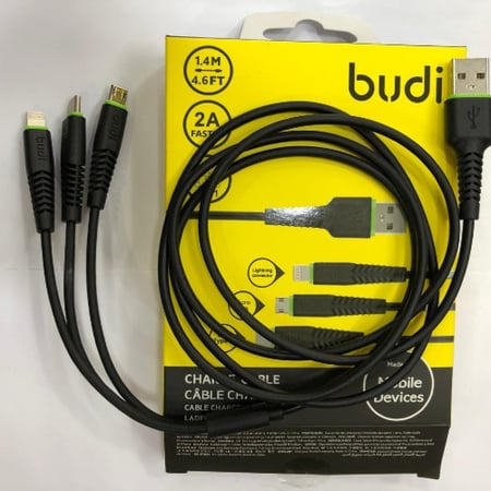 كيبل شاحن ثلاثي من شركه budi