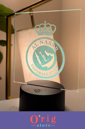 لوح اكريلك شعار نادي النصر بقاعدة مضيئة