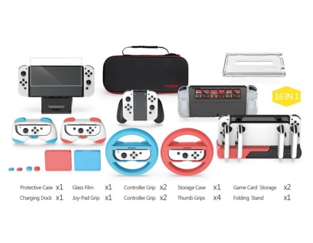 مجموعة اكسسوارات العاب رياضية  16 في 1 لألعاب نينتندو سويتش