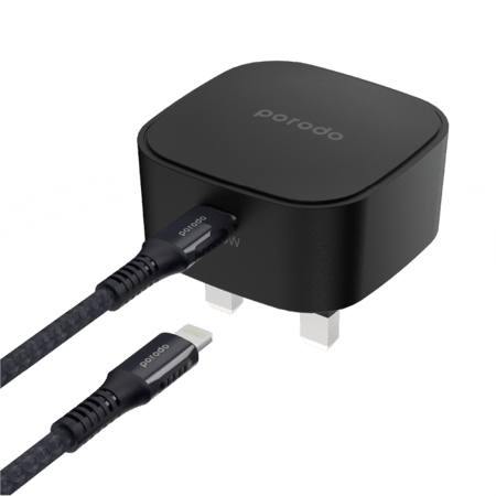 شاحن جداري مع الكيبل بقوة 20 واط بمنفذ تايب سي - اسود