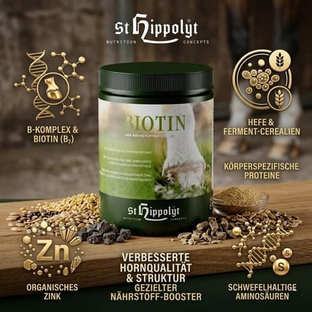 مكمل بيوتين لدعم نمو الحافر وتحسين جودته للخيول |  St. Hippolyt Biotin Hoof Mixture