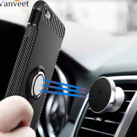 جراب أيفون7  وأيفون8 (غطاء حماية ) مناسب لجوالات  أيفون7  وأيفون8 مع مسكة خاتم 360 ْ  وحلقة معدنية للمغناطيس