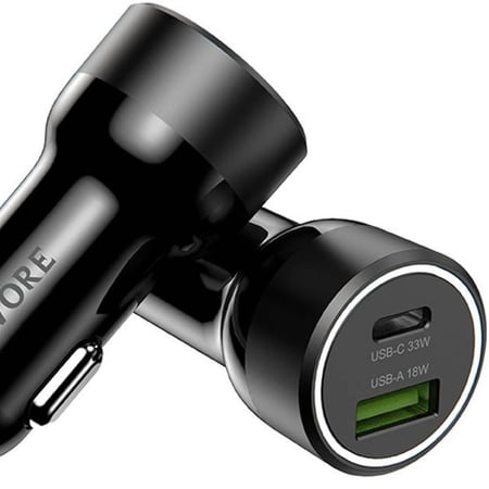 شاحن سيارة ليفوري 53 واط منفذين بي دي+يو اس بي  رمادي