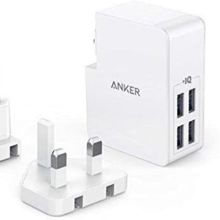 رأس انكر جداري باور بورت لايت بأربعة منافذ ذكية بقدرة 27 واط أبيض