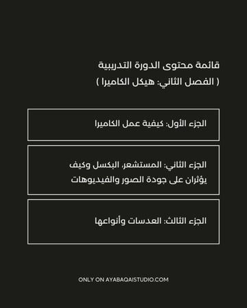 ماستركلاس إحتراف التصوير الفوتوغرافي من تقديم آية باقيس