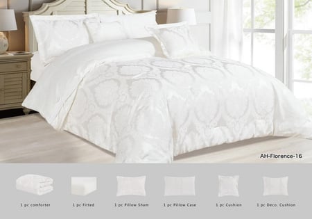 طقم مفرش صيفي جاكار 6 قطع نفرونص حشوة ثابتة Florence-16