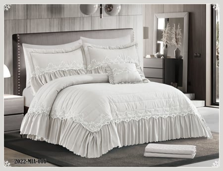 طقم مفرش صيفي نفرين 7 قطع حشوة ثابتة MIA-006