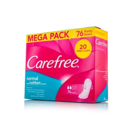 كيرفري فوط صحية يومية بانتي لاينر قطن عادي 76 فوطة