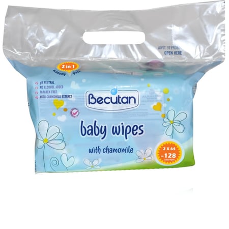 بيكوتان مناديل مبللة للأطفال بالبابونج (2X64) الترويجي