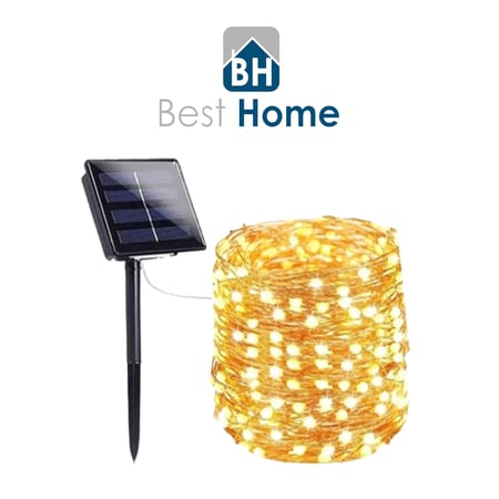 سلاسل زينه لون أصفر خفيف  دافئ تعمل بالطاقة الشمسية 230 LED