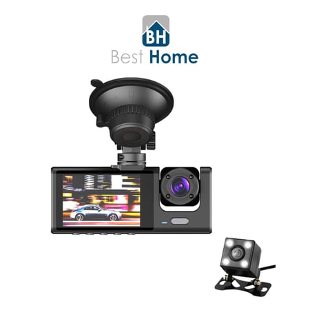 داش كام لسيارة كاميرا مسجل فيديو أمامي + داخلي + خلفي