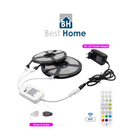 شريط مضيئ تفاعلي 16 مليون لون بخيارات تحكم باللون عن بعد 20 متر