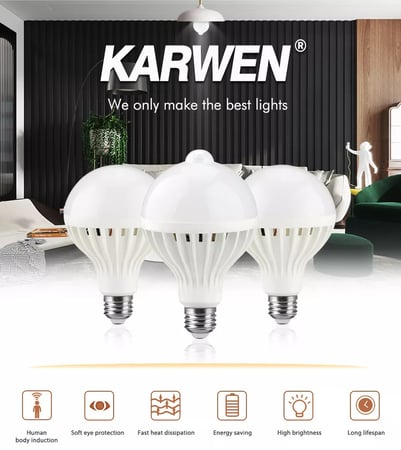 لمبه ذكية و قوية مستشعرة للحركة و الصوت 12W