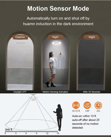 32 مصباح خزانة LED مزود بجهاز استشعار حركة، جهاز اضاءة لاسلكية تحت خزانة، اضاءة تعمل بالبطارية، قابل لاعادة الشحن عن طريق USB، ضوء خافت، ضوء ليلي مغناطيسي للمطبخ والرواق والخزانة (18 سم، ضوء ابيض)