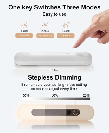 32 مصباح خزانة LED مزود بجهاز استشعار حركة، جهاز اضاءة لاسلكية تحت خزانة، اضاءة تعمل بالبطارية، قابل لاعادة الشحن عن طريق USB، ضوء خافت، ضوء ليلي مغناطيسي للمطبخ والرواق والخزانة (18 سم، ضوء ابيض)