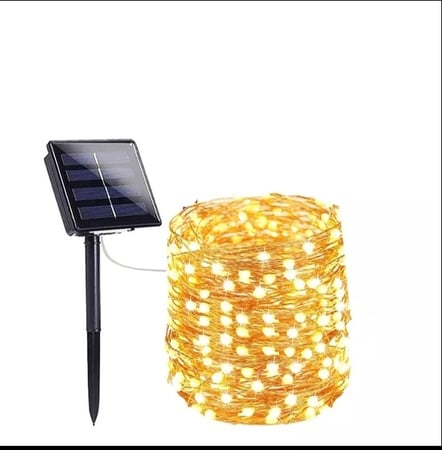 سلاسل زينه لون أصفر خفيف  دافئ تعمل بالطاقة الشمسية 230 LED