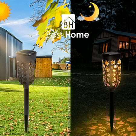 مصباح حديقة مميز يعكس أشكال اوراق الشجر  يعمل بالطاقة الشمسية
