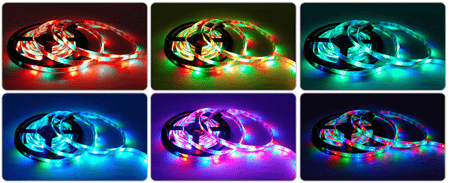 شريط مضيئ تفاعلي 16 مليون لون بخيارات تحكم باللون عن بعد 20 متر