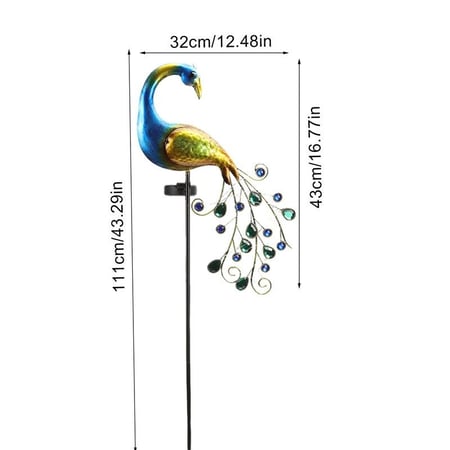 طائر الطاووس المضيء بالطاقة الشمسية زينة مضيئة للحدائق