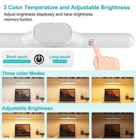 مصباح خزانة لمس 20 LED بقاعدة مغناطيسية قابلة للتعتيم واعادة الشحن ببطارية 2000 mAh مع 3 الوان مناسبة للاستخدام كمصابيح ليلية للقراءة وتحت الخزانة ومراة المكياج وطاولة الزينة من يوفانور