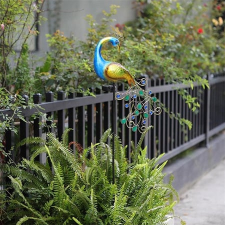 طائر الطاووس المضيء بالطاقة الشمسية زينة مضيئة للحدائق