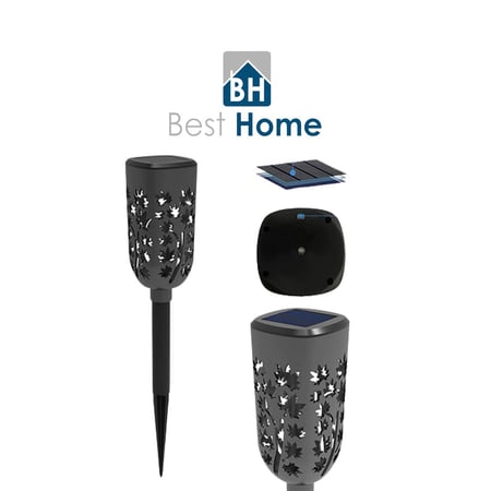 مصباح حديقة مميز يعكس أشكال اوراق الشجر  يعمل بالطاقة الشمسية