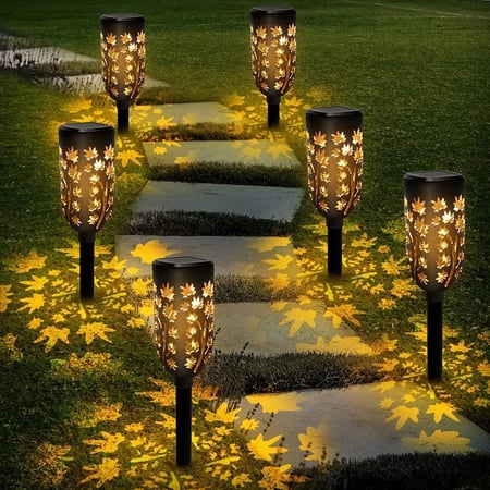 مصباح حديقة مميز يعكس أشكال اوراق الشجر  يعمل بالطاقة الشمسية