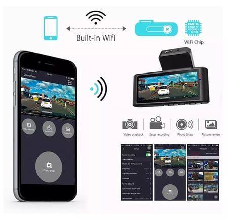 داش كام بكاميرتين اماميه وخلفيه تعمل wifi موديل k10 pro