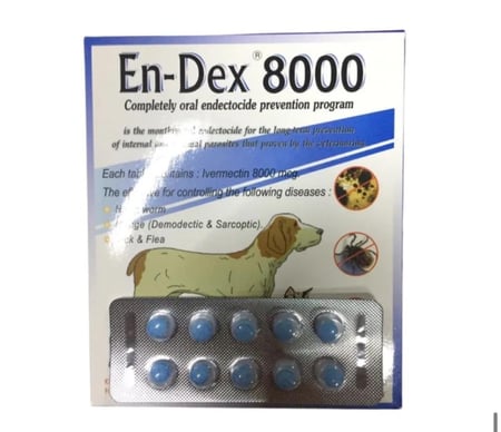 حبوب الديدان والعث والقراد والبراغيث للقطط والكلاب En-Dex 8000